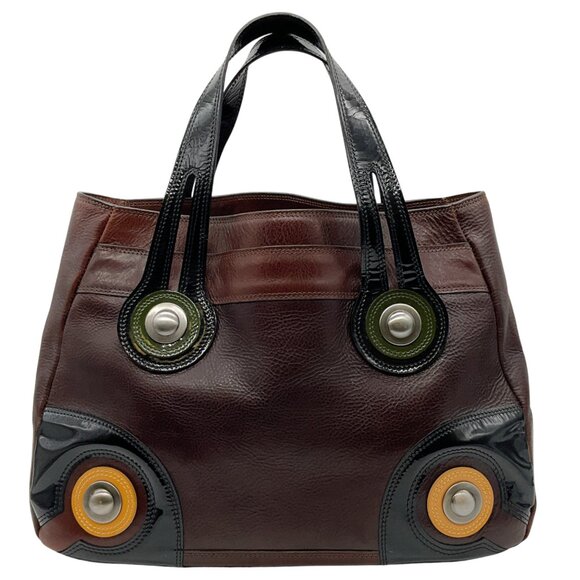 Marni Brown Leather Satchel with Black Patent Leather Straps - Picture 1 of 9